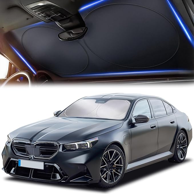 Windshield Sun Shade for Car, SUV & Truck – Patented Design Blocks 99% UV Rays by Autovir