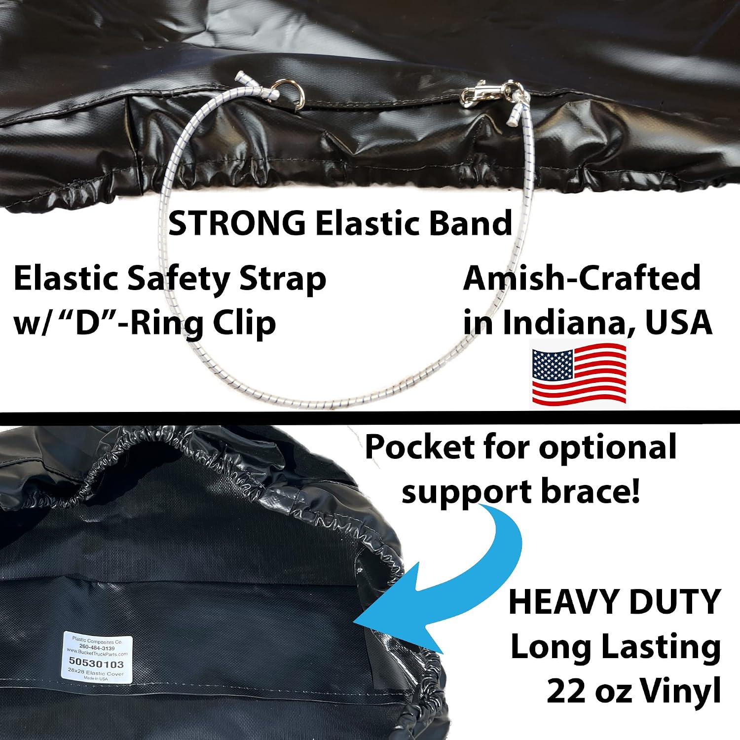 Bucket Truck Parts HEAVY DUTY Elastic Banded Bucket Cover with Support Pocket, Fits 1.5 Man Bucket 28"x34" Edge to Edge