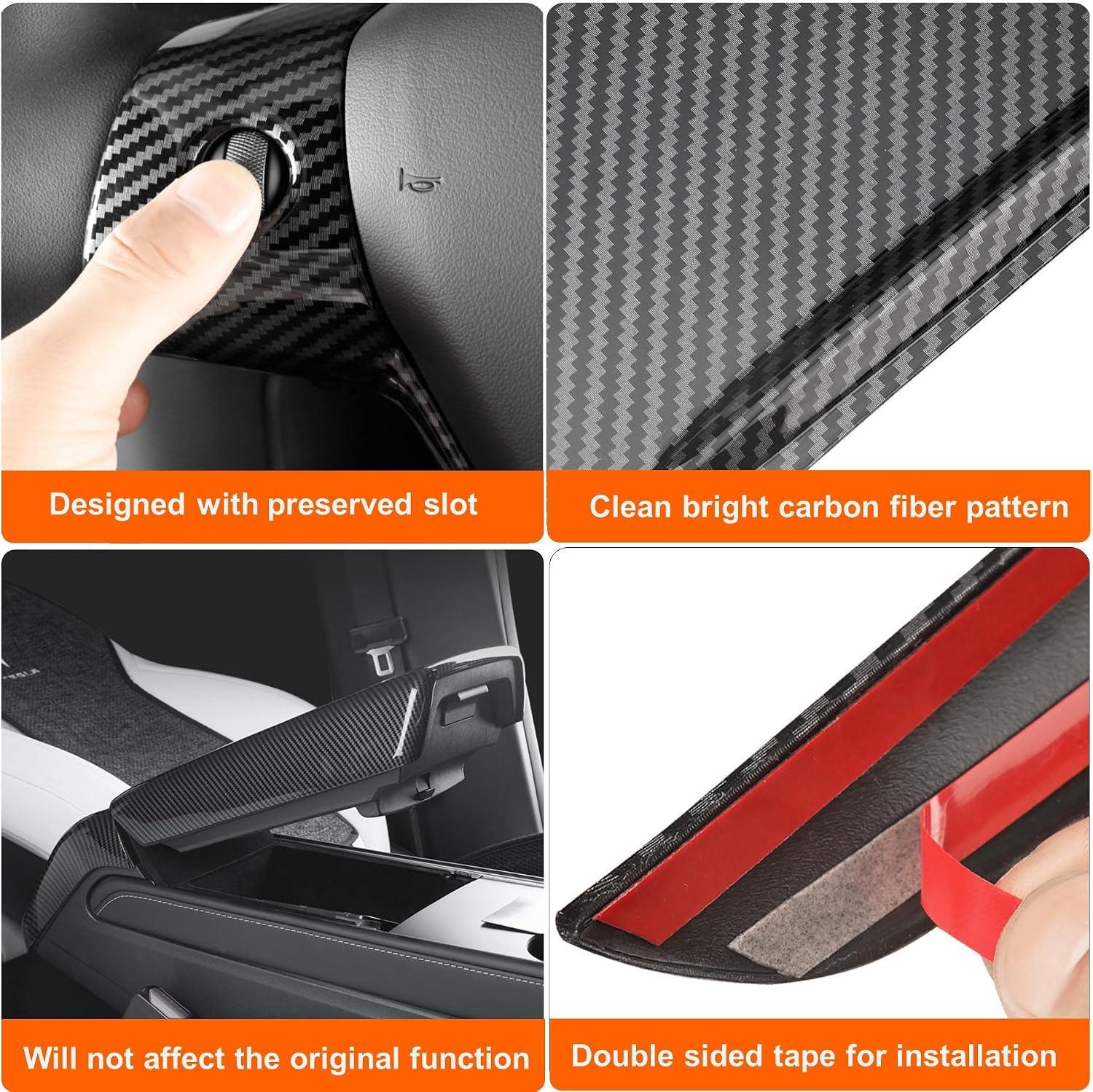 Car Front Reading Light Lamp Panel Trim Cover, Protective Cover Car Accessories Compatible with Tesla Model 3 2017-2023 Tesla Model Y 2020-2023, Carbon Fiber Interior Trim Cover ABS