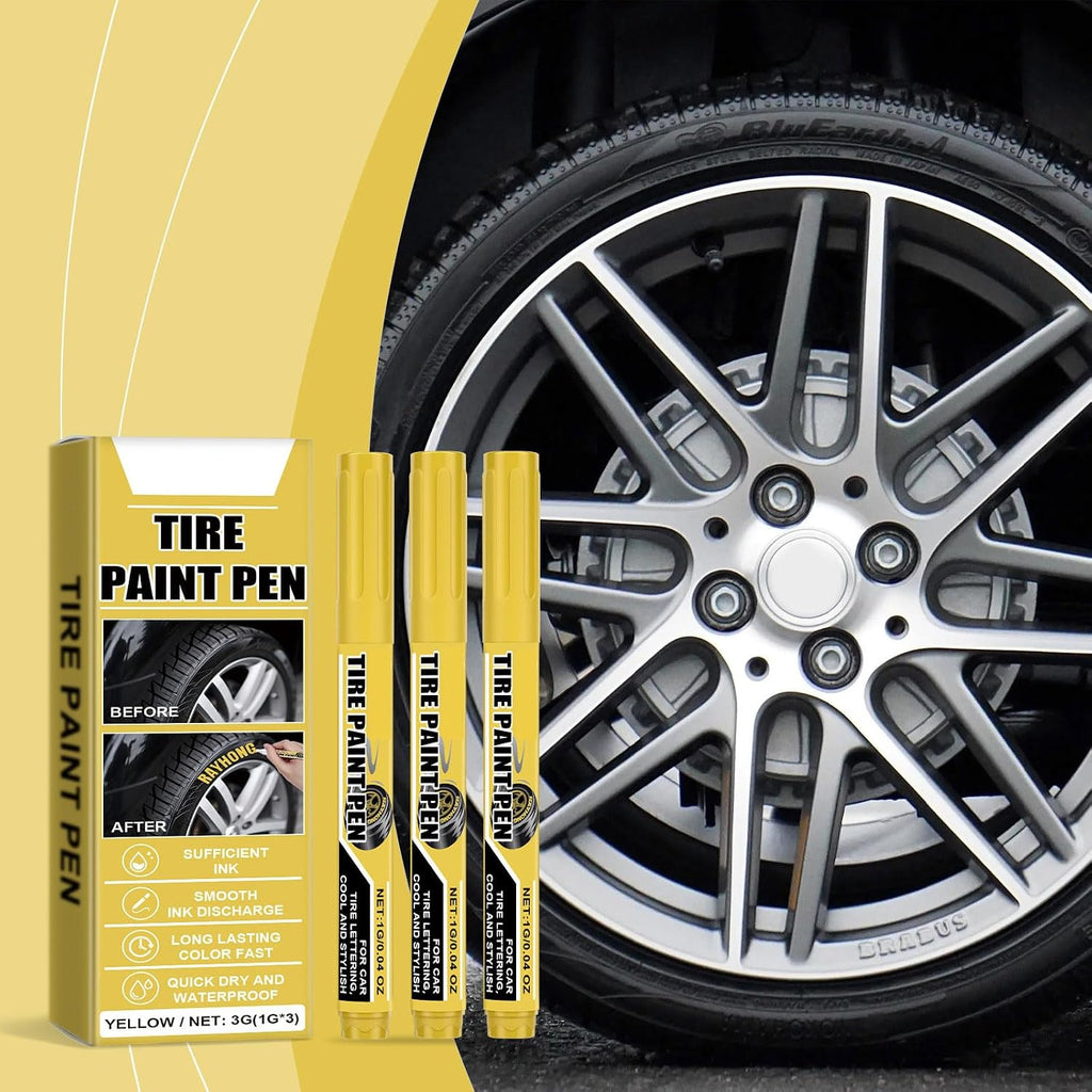 15Pcs Yellow Tire Paint Pen Water Resistant Tire Marker Pen Yellow Paint Pen Quick Drying for Car Tires Scratch Repair
