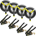 4 Pack Car Tie Down Straps for Trailers 2" x 96" - 9900LBS Break Strength - Tire Ratchet Straps with J Finger Hooks for Hauling UTV, SUV, Truck, Any Cars