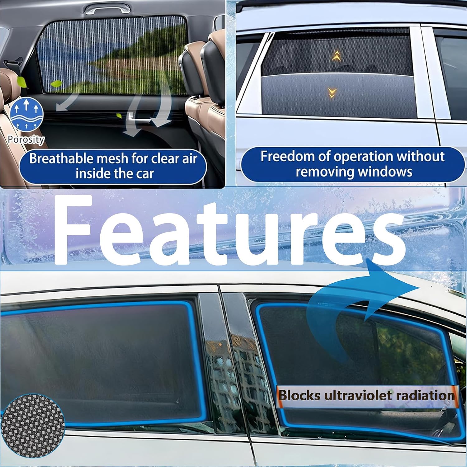 Car Side Window Sun Shades for KIA Sorento 2021-2025,Protector Sun Shield and UV Rays Privacy Protection,Breathable Mesh SidePrivacy,Rear Seats 2PC