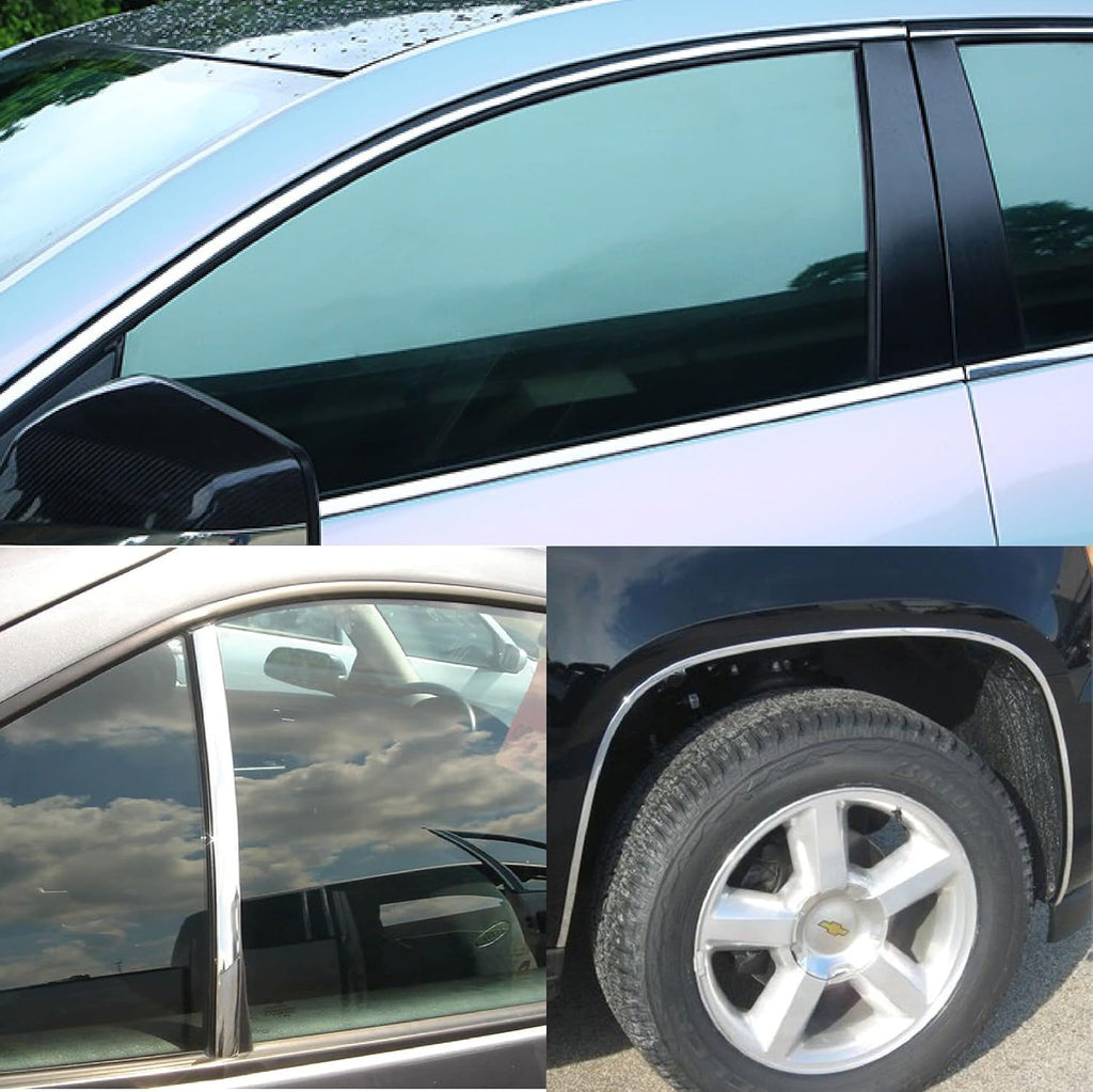 16Ft Chrome Silver Automotive Car Exterior and Interior Molding Trim Universal Bumper Window Door Body Side Decorative Strip Scratch-Proof (1/4 inch (6mm))