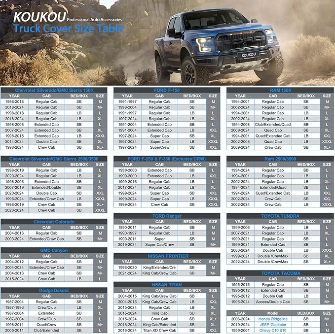 KouKou Truck Cover Waterproof All Weather, 7 Layers Heavy Duty Pickup Truck - Image 6