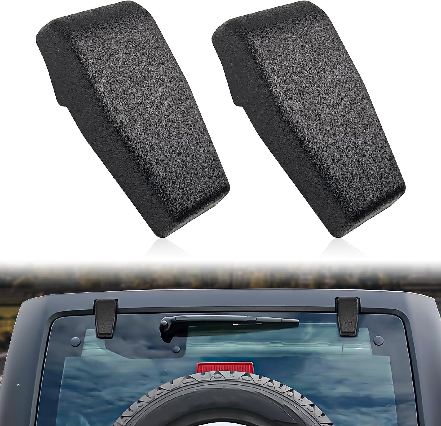 2PCS Black Rear Window Hinge Liftgate Glass Hinge Cover Trim Compatible with Wrangler JK 2007-2017 68140033AA
