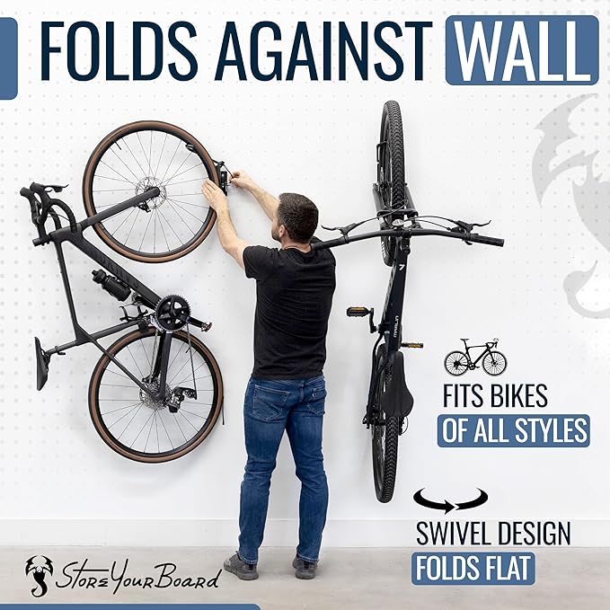 StoreYourBoard Bike Swivel Rack – Wall Mounted Garage Bike Storage, Vertical - Image 3