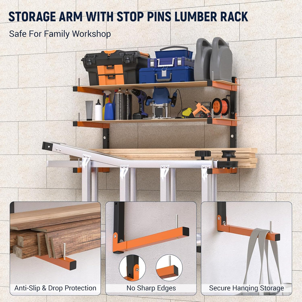 6 Pack Lumber Storage Rack, 9 Tier Folding Heavy Duty Shelving , 1980 LBS