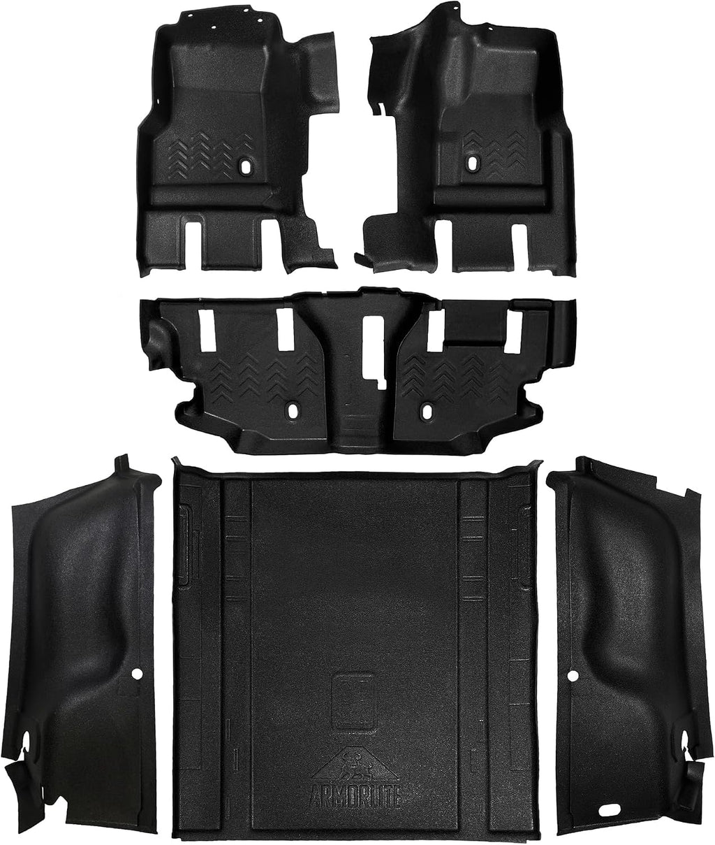 Armorlite Full Vehicle Kit for Jeep Wrangler - 1998-2006 TJ (2-Door) - Front and Rear Flooring, Cargo Mat, Left and Right Wheelhouse Covers - Mesa Smoke - B1016048-BLK1-AA
