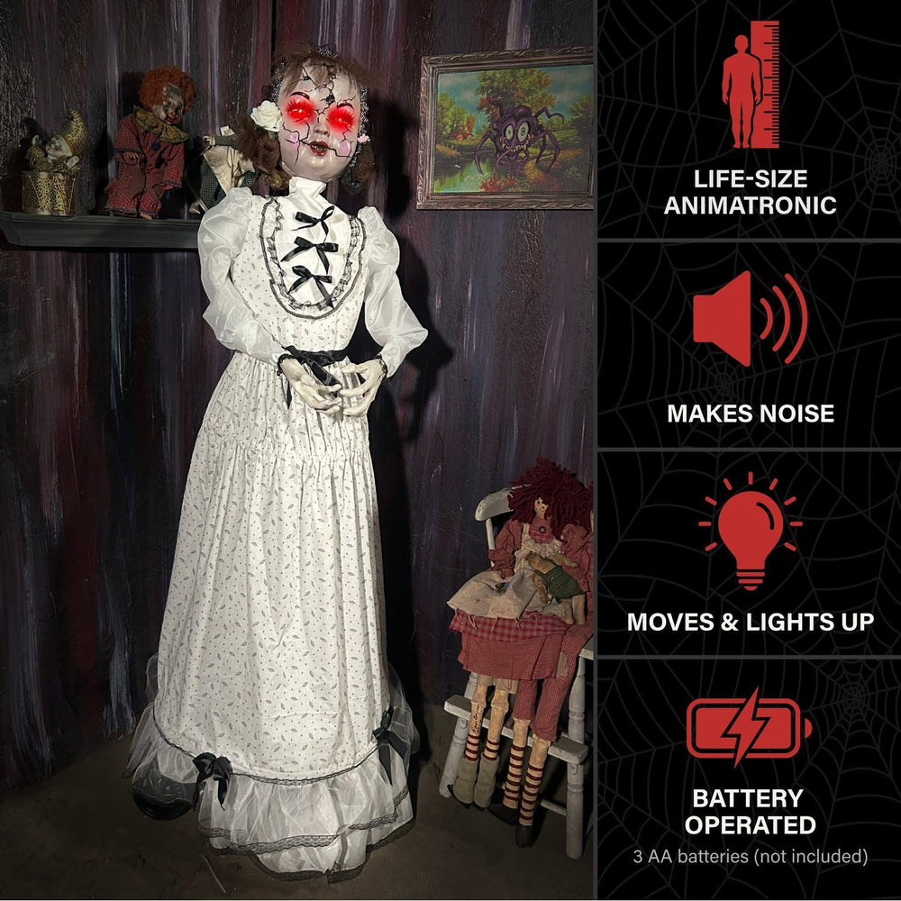 Haunted Hill Farm 5.6-Ft. Walking Girl Halloween Animatronic