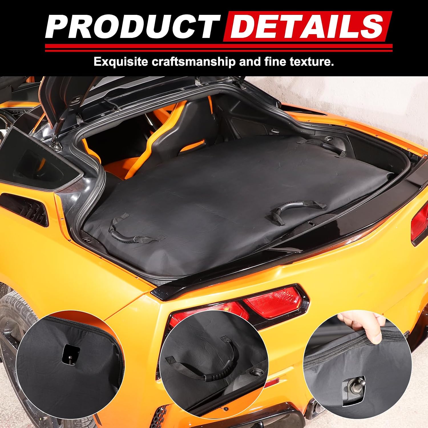 for C7 Corvette Hard Top Roof Panel Protection Storage Cover Bag Removable Waterproof Leather Trunk Rooftop Panel Storage Bag with Handle Compatible with Corvette C7 Coupe 2014-2019 Accessories (1PC)