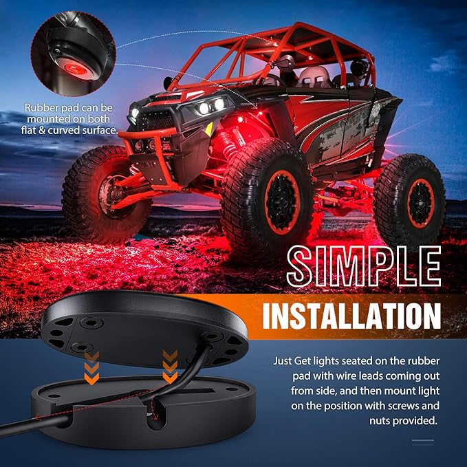 Nilight LED Rock Light 4PCS Underglow Wheel Well Pods Waterproof Exterior - Image 6