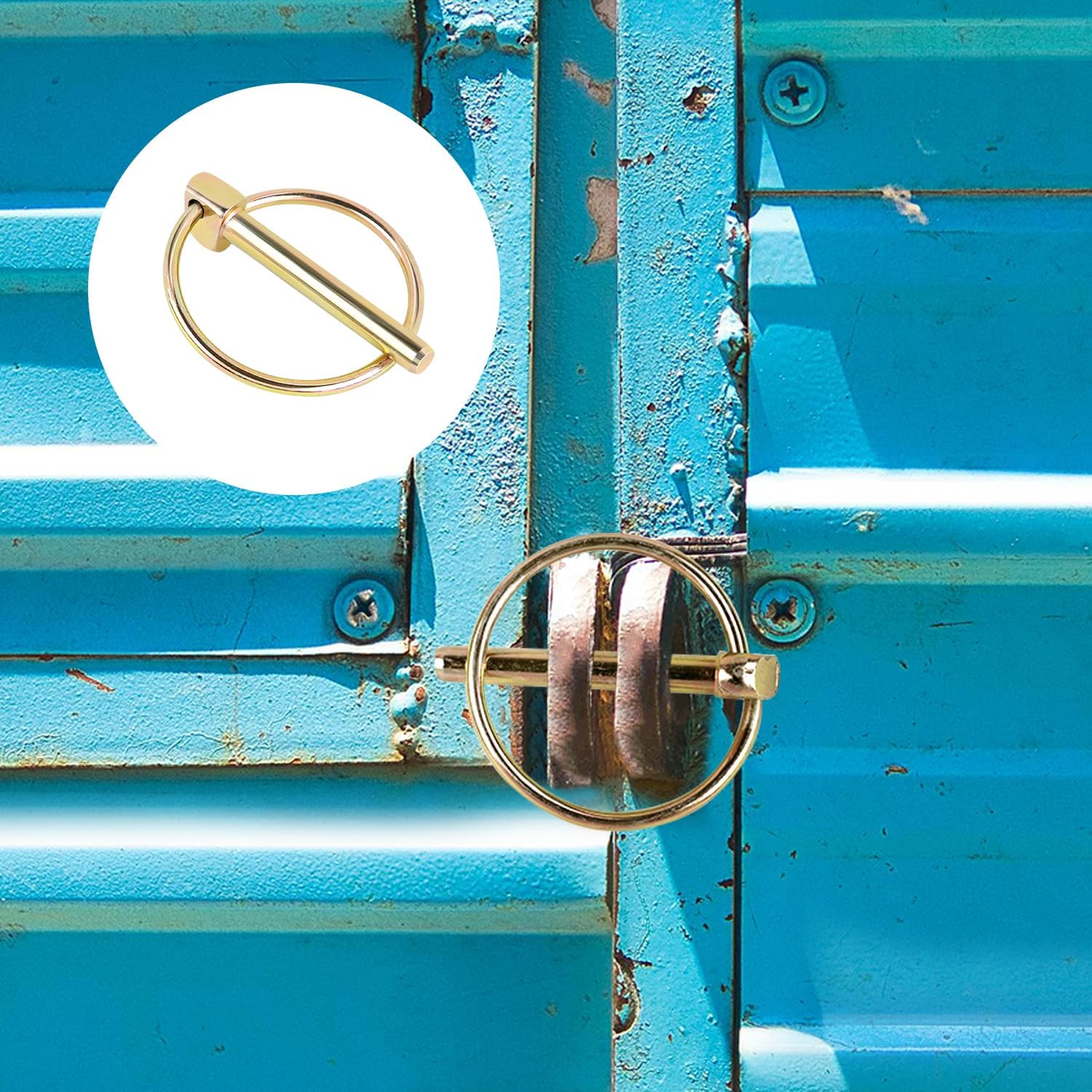 Yuntop 4 PCS Heavy Duty Stainless Steel Gold Lynch Pins with Ring for Trucks, Tractors, Trolleys, Lawn Mowers, & Trailers (1/4 Inch / 6 mm x 1-3/4 Inch / 45 mm)