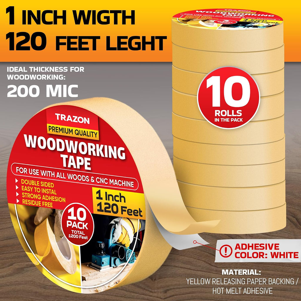 trazon double sided woodworking tape super strong, 10, close-up detail