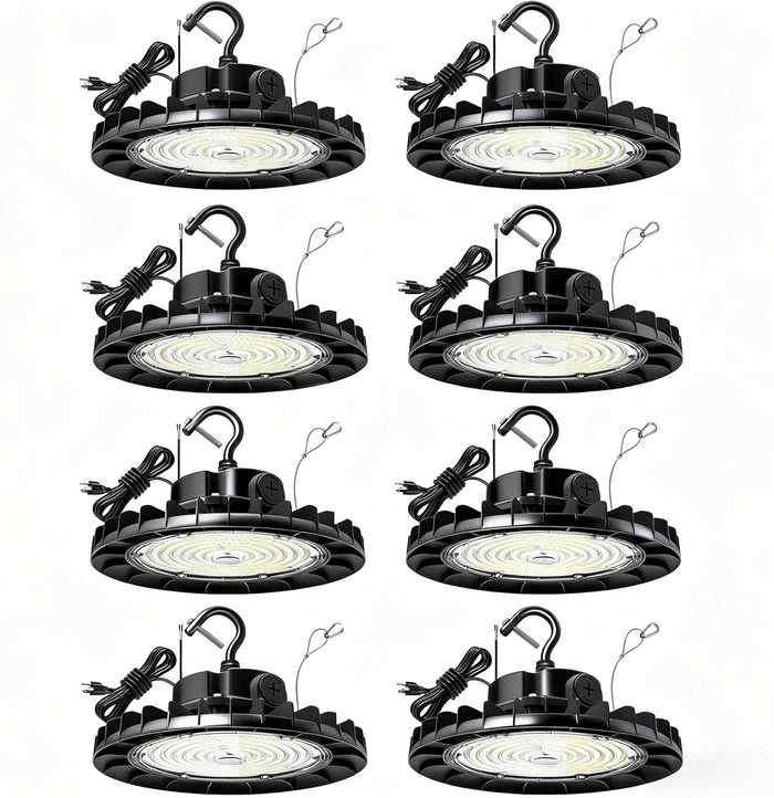 150W UFO LED High Bay Light 8-Pack Dimmable,3Watt Selectable & 5000K