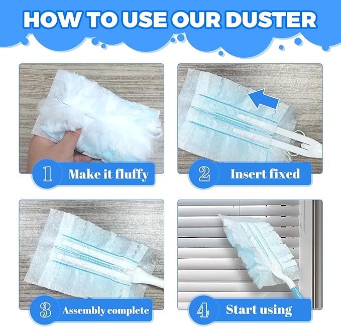 Duster Refills Compatible with Swiffer Heavy Duty Duster Refill, 1 Handle+10 - Image 3