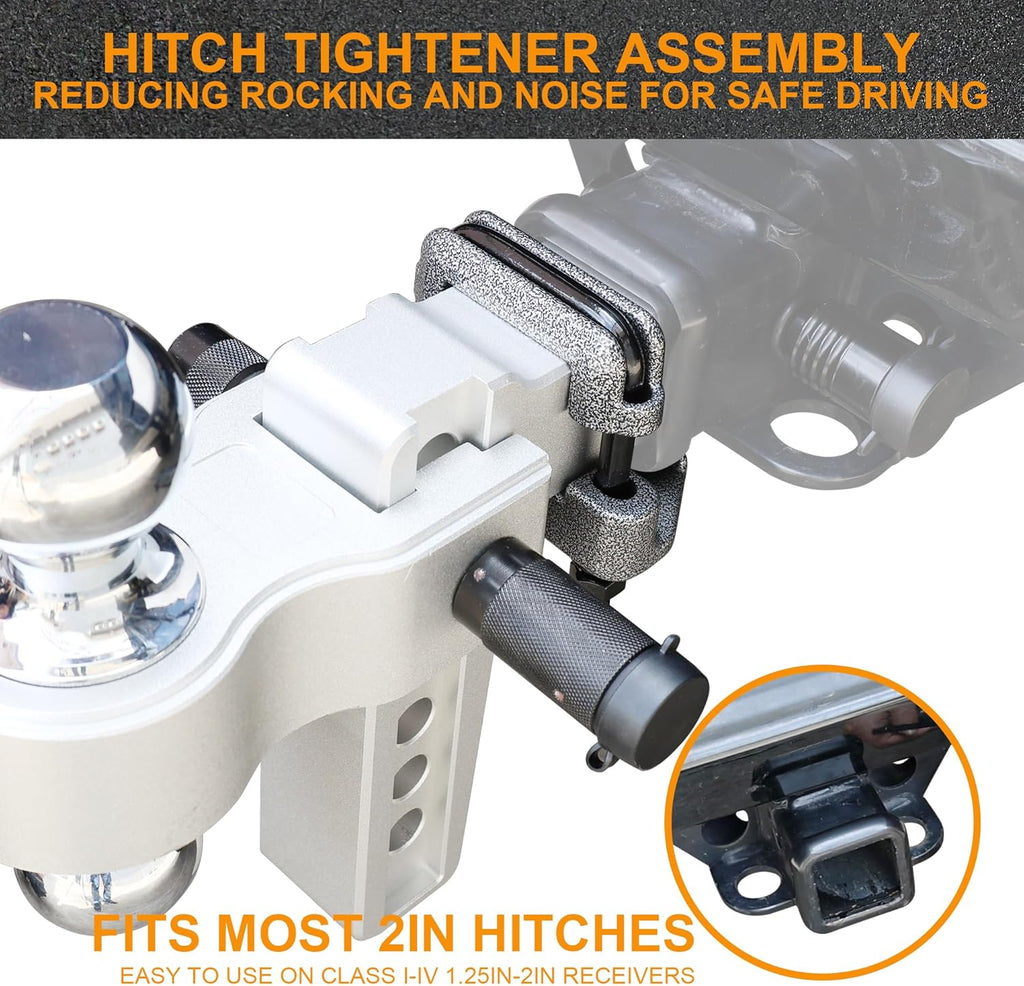Autekcomma Anti Rattle clamp Hitch Tightener, Stabilizer for 2" Trailer Hitches, Anti-Rust Triple Protective Rubber Isolator, Reduce Movement & Noise, for Bike Rack, Matte Black Hitch