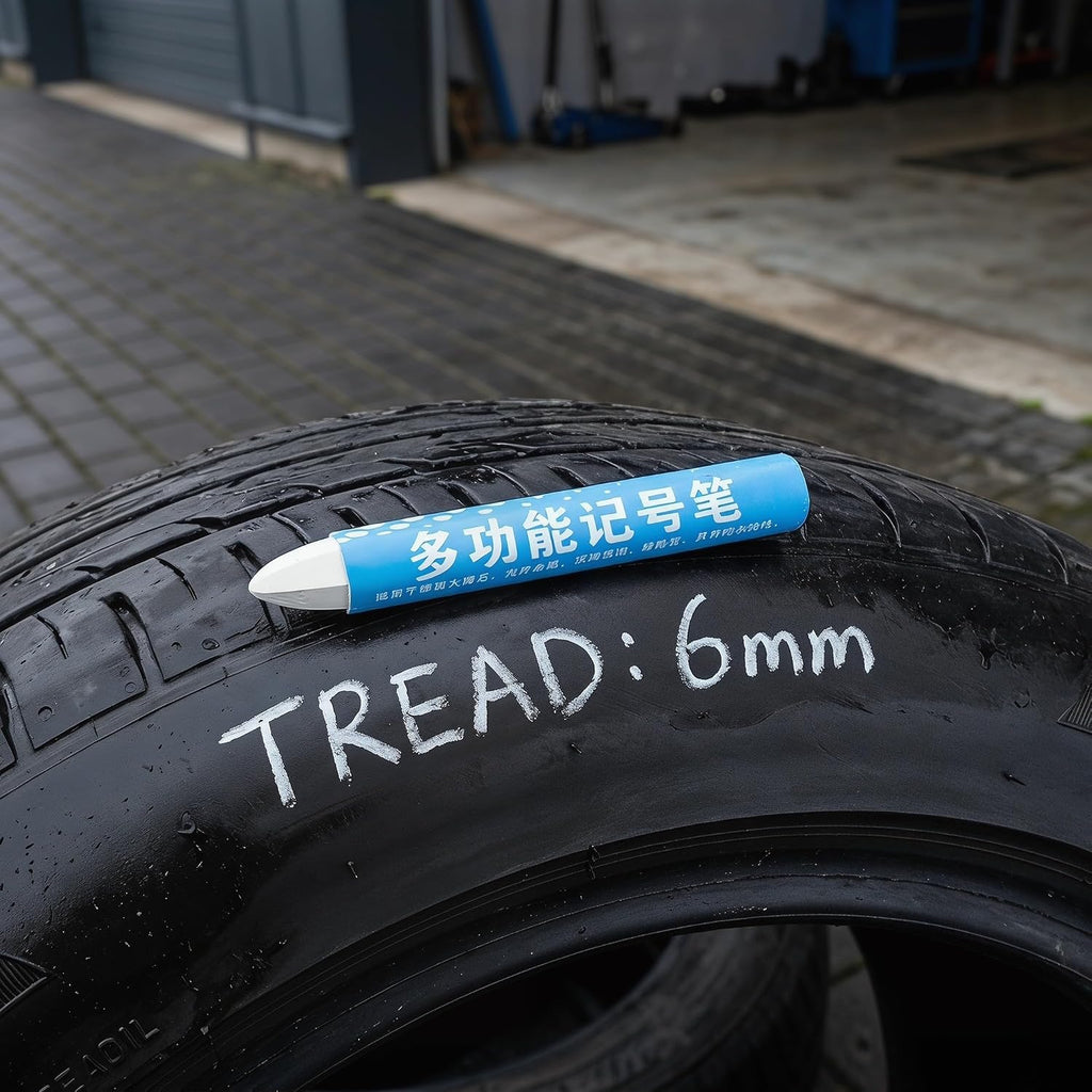Mipcase 8pcs White Wax Tire Pens for Wood and Fabric Multi-surface Marking Precise Application, Water-resistant and Grease Resistant Tire Markers for Garage and Workshop Use