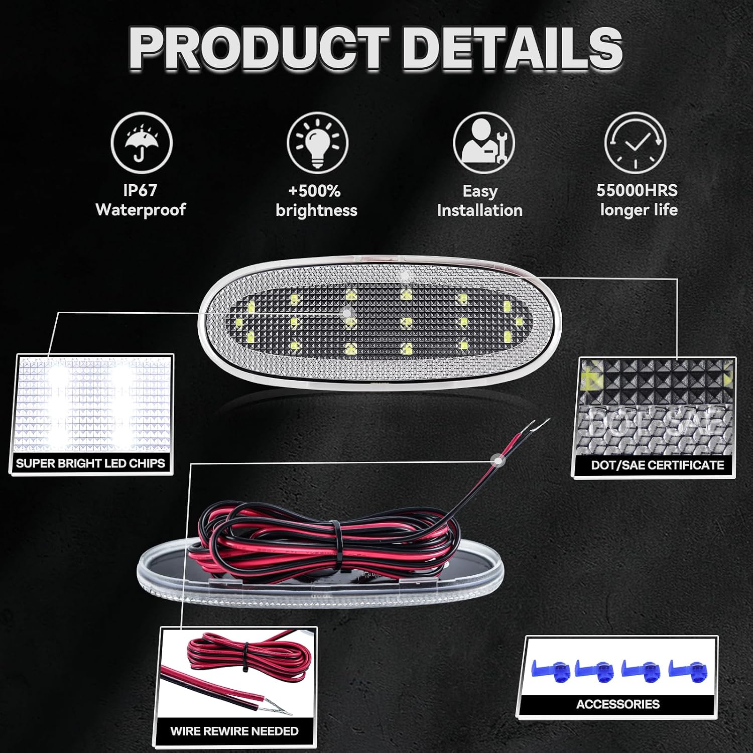 LED Door Panel Courtesy Light for 2002-2009 Dodge Ram 1500 2500 3500 4500 5500 Durango Chrysler Aspen White Interior Car Door Welcome Lamp 2PCS Clear Lens 05179299AA
