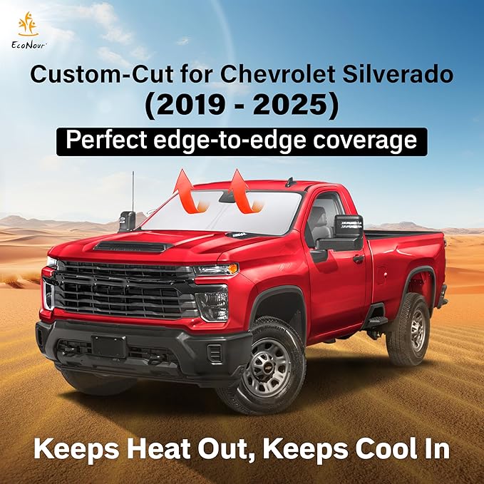 Econour Windshield Sun Shade for 1999-2006 Chevrolet/Chevy Silverado 1500 - Image 2