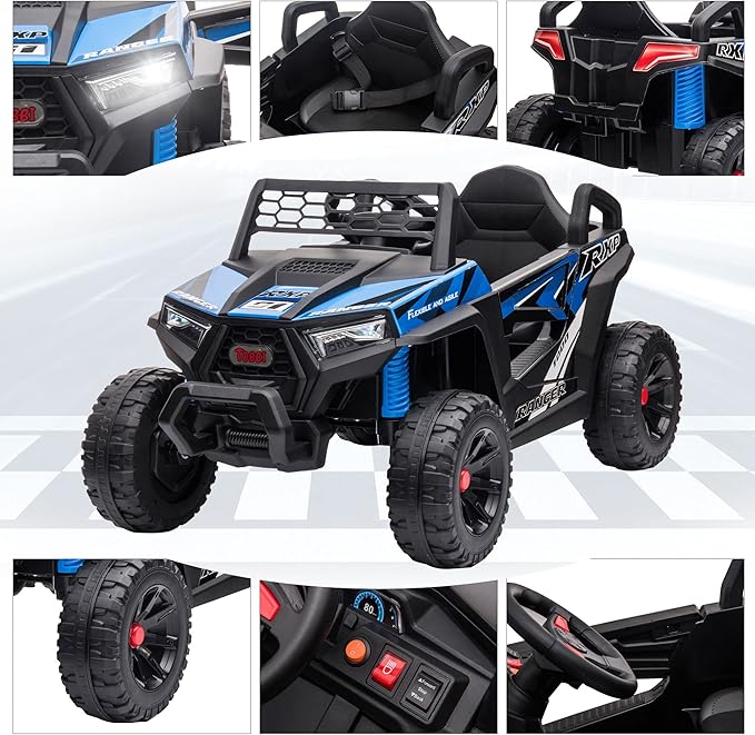 TOBBI 12V Kids Ride on Car, Electric Off-Road UTV Truck - Image 6