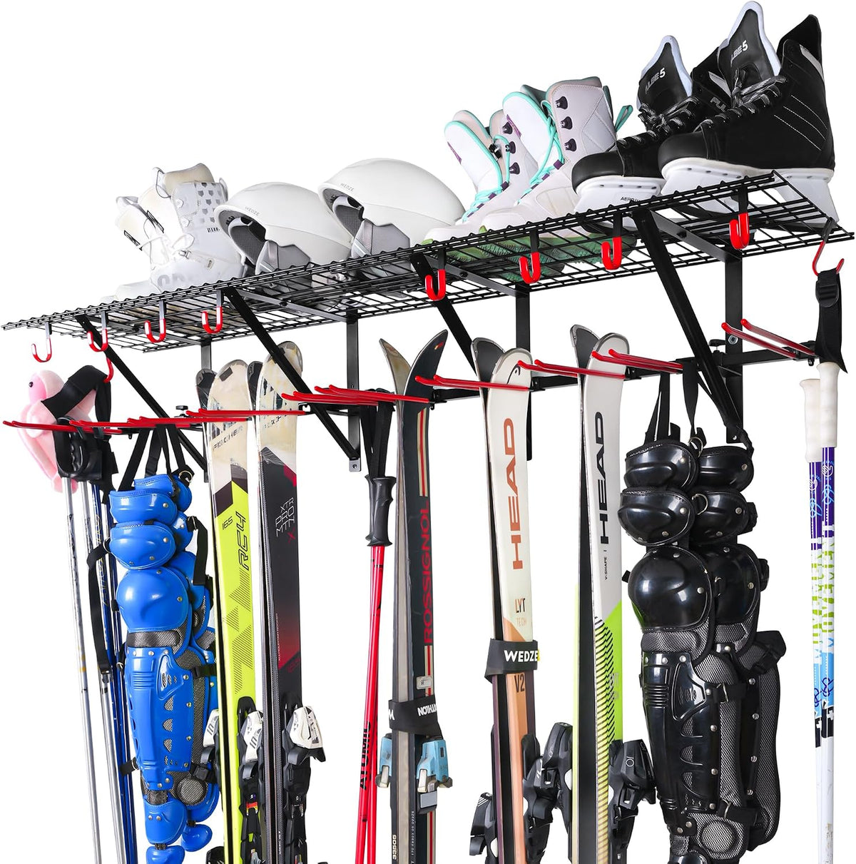 plkow wall-mounted ski and snowboard storage rack, 2-pack, main product view
