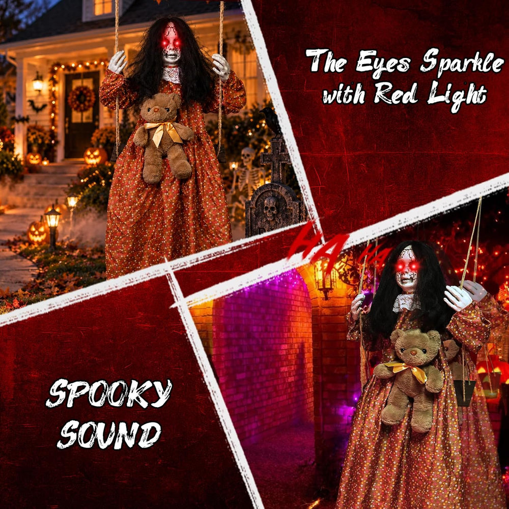 Scary Halloween Decorations Outdoor, Halloween Hanging Swinging Girl Ghots De...