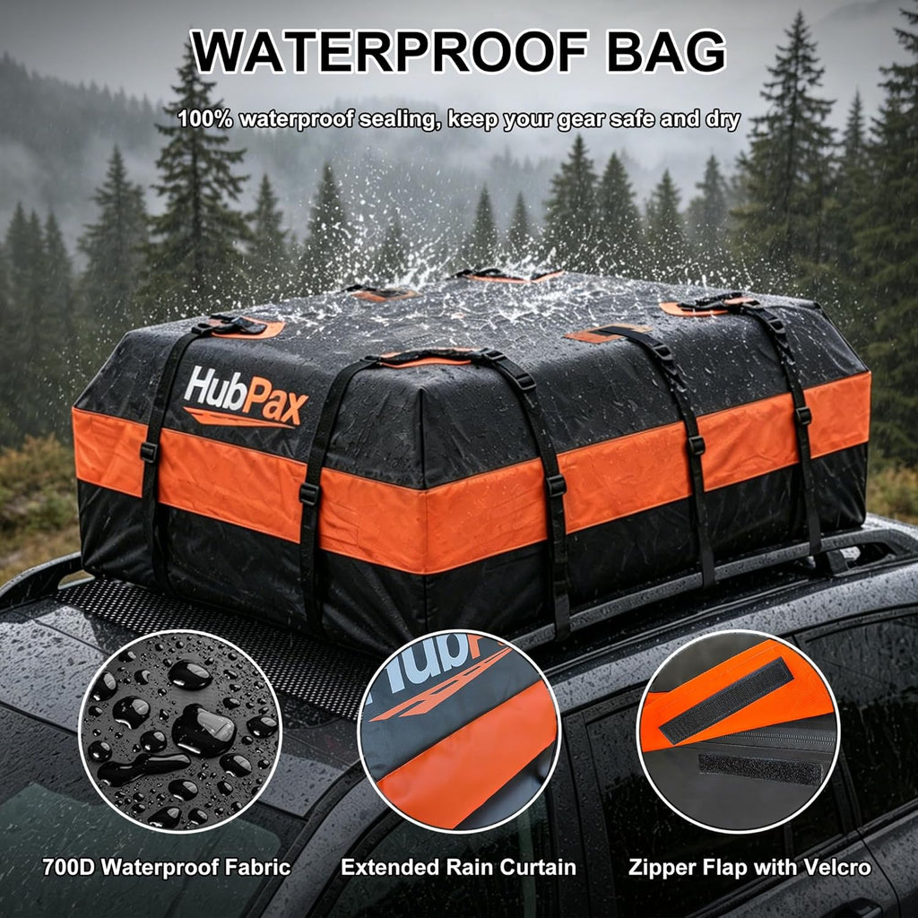 20 Cu Ft. Car Rooftop Cargo Carrier Bag Car Roof Top Bag Cargo Carrier | Fit All Vehicle with/Without Rack, Includes Anti-Slip Mat, 8 Reinforced Straps, 6 Door Hooks, Luggage Lock