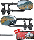 MG91 Dual-Arm Towing Mirrors for Trucks, SUVs, RVs & Trailers | Dual-arm support with extra securing straps and a rubber strap helps reduce vibration on highways and rough roads. Black.