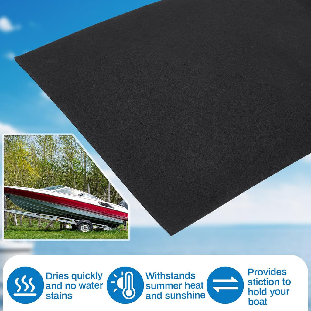 Soulchen 12in x 20ft Black Boat Trailer Bunk Carpet with Adhesive, Marine Outdoor Polyester Marine Bunk Carpet for Boats Trailers and Ramps