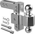 Tyger Auto Adjustable Drop Hitch Dual-Ball Mount with 2" and 2-5/16" Towing Balls | Fits 2" Receivers | 12500 lbs GTW | Aluminum | Trailers Boats ATVs RVs | TG-DB6U12047