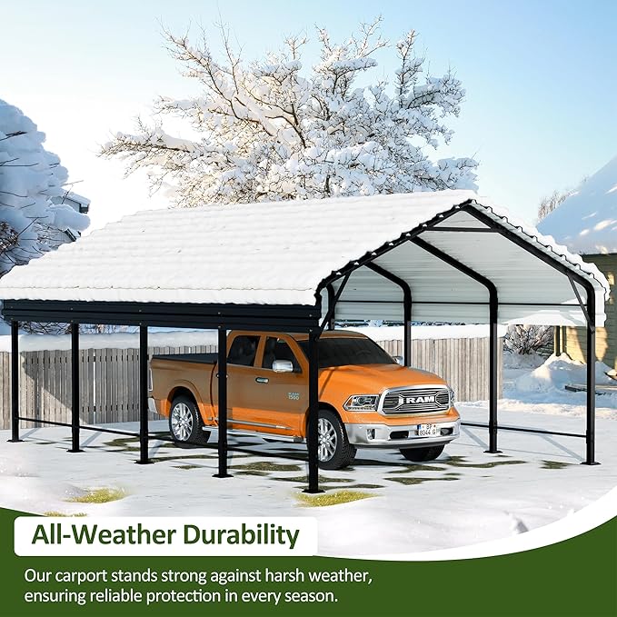 JAMFLY Carport, 12X15 FT Metal Carport, Heavy Duty Carport Canopy - Image 2
