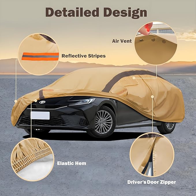 Corolla Car Cover Heavy Duty Waterproof All Weather Compatible - Image 2