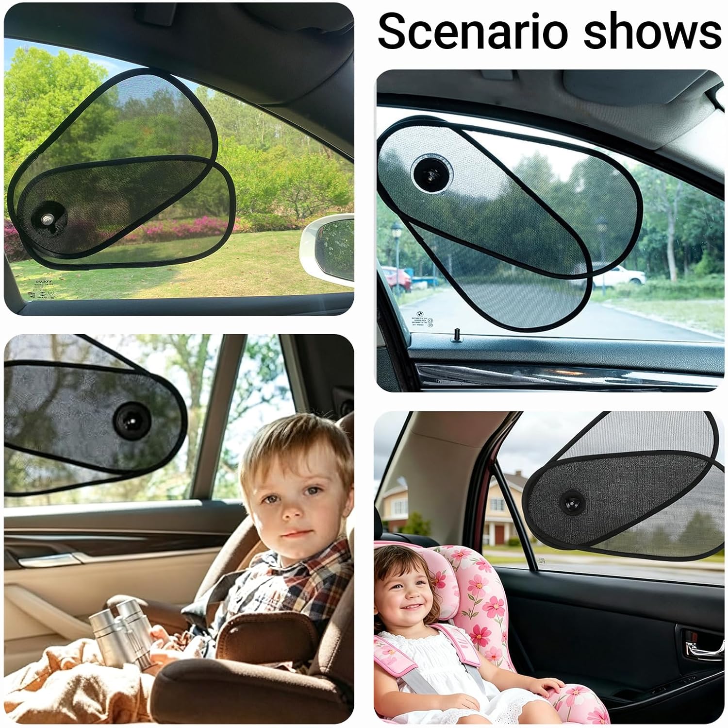 2 Pack Car Shades for Side Windows, Baby Safe Car Windshield Sun Visor, Sun Blocker, Heat & Glare Protection, Adjustable Side Window Sun Shade, Universal for Most Cars (15.7" x 8.2")