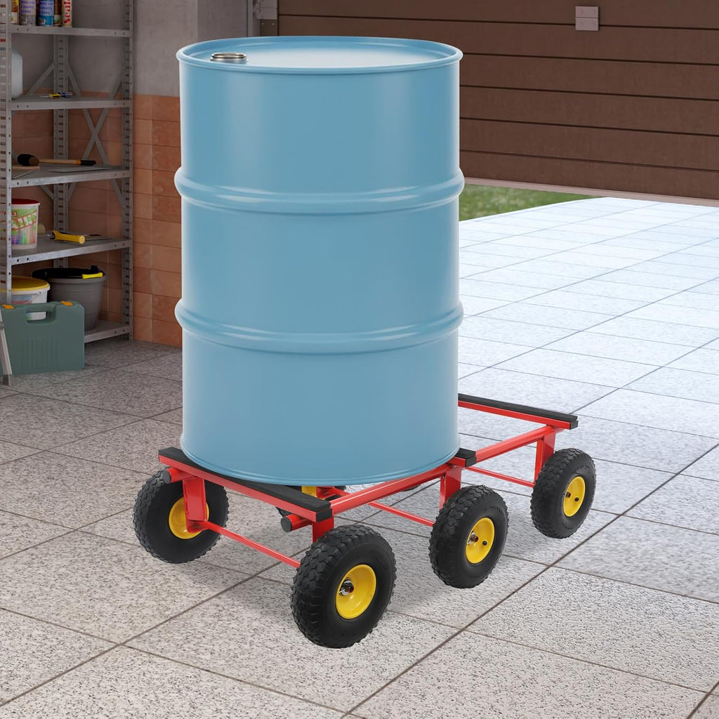6-Wheel All-Terrain Mover, Heavy Duty All Terrain Dolly with Pneumatic Tires and End Cap, 1200LBS Load Capacity, Carbon Steel Furniture Moving Dolly for Logistics, Decoration 40"X21.93"