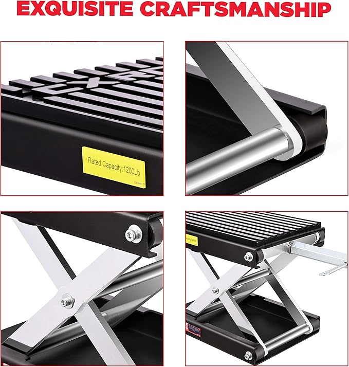 CXRCY 1200 LBS Motorcycle Lift Scissor Jack Black Upgraded Dirt Bike ATV - Image 3