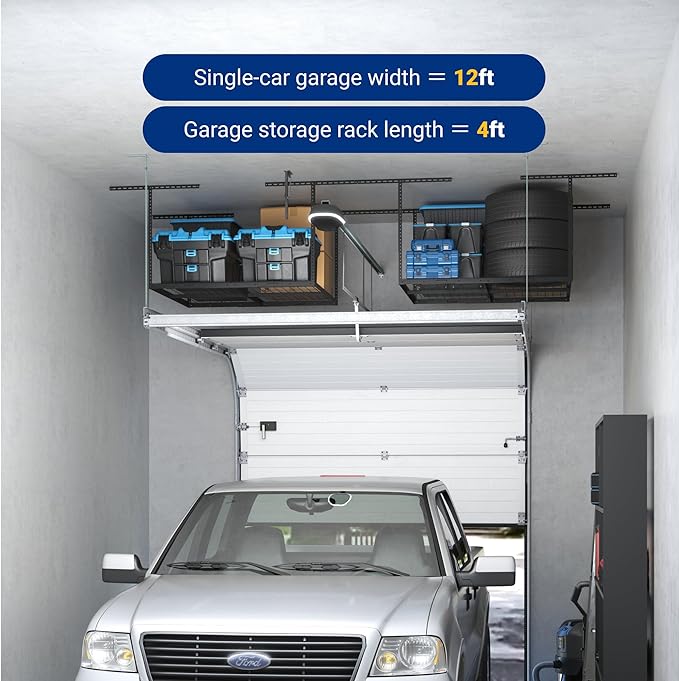 FLEXIMOUNTS 4x4FT Garage Storage Rack Overhead, Adjustable Ceiling Storage Racks - Image 6
