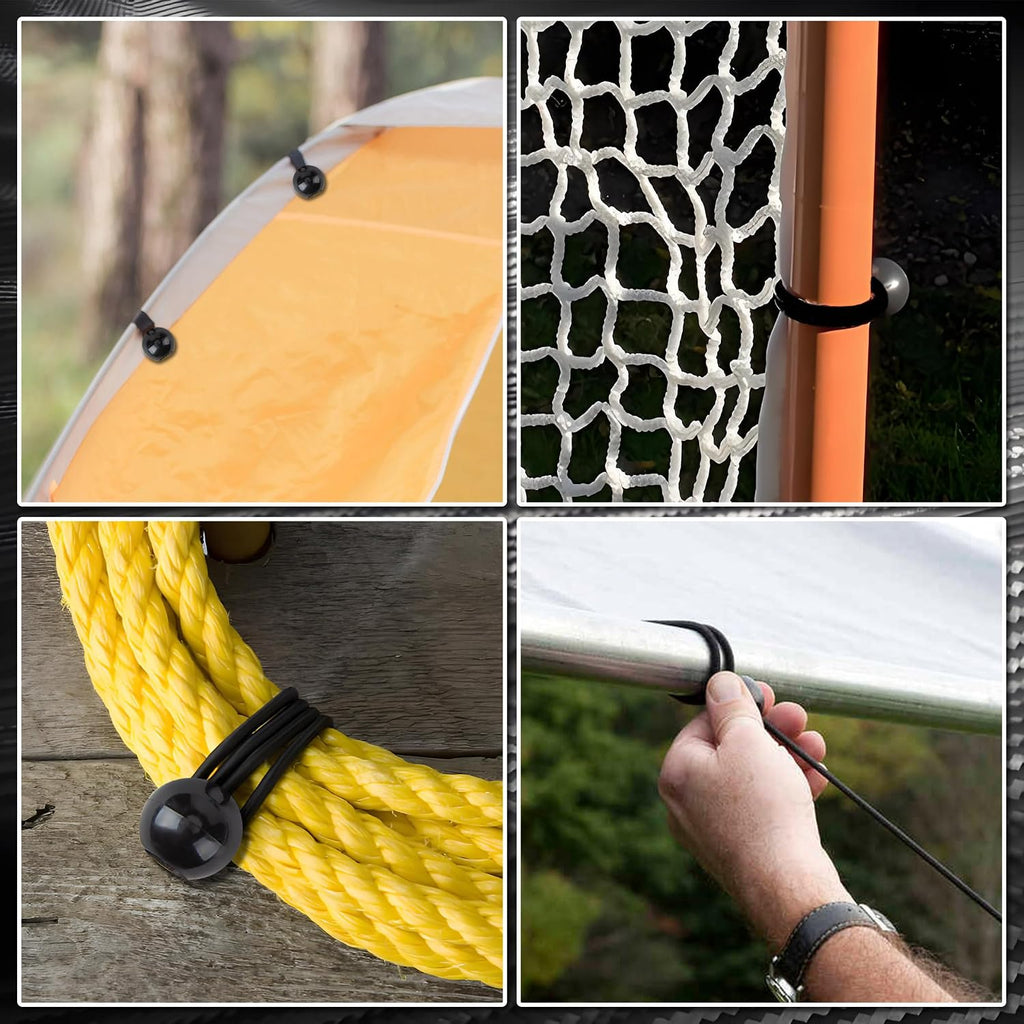 Cartman 30 Pack 6 Inch Ball Bungee Cords Canopy Ties with Elastic String for Canopy, Tarp, Straps, Tent, Pure Green