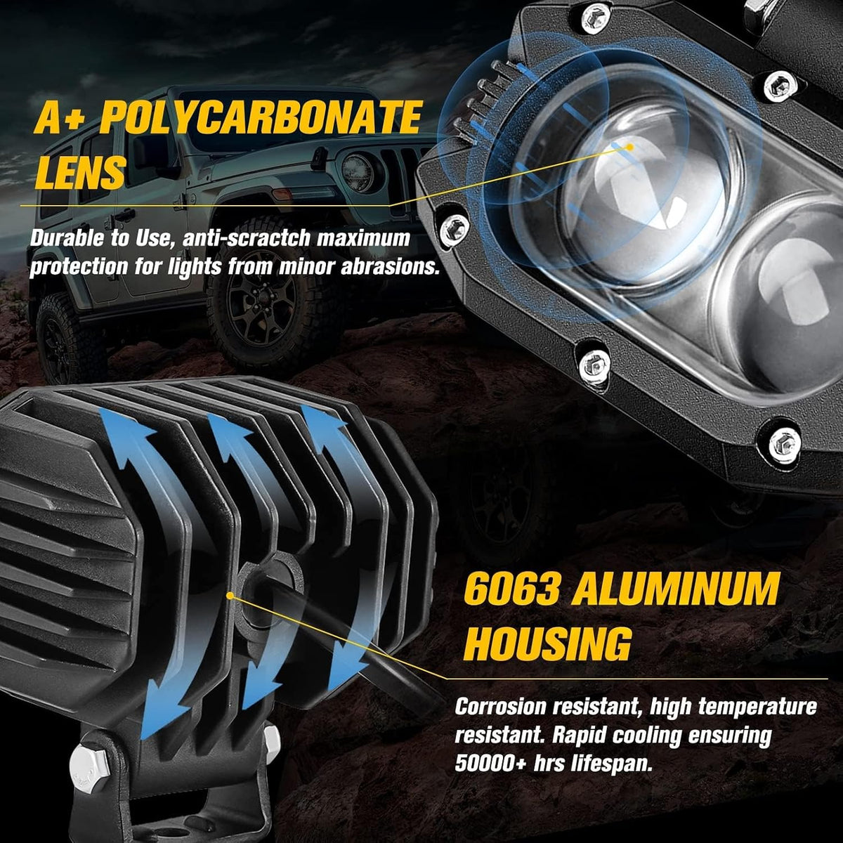co light led pod spot lights 2pcs 4 showing dimensions