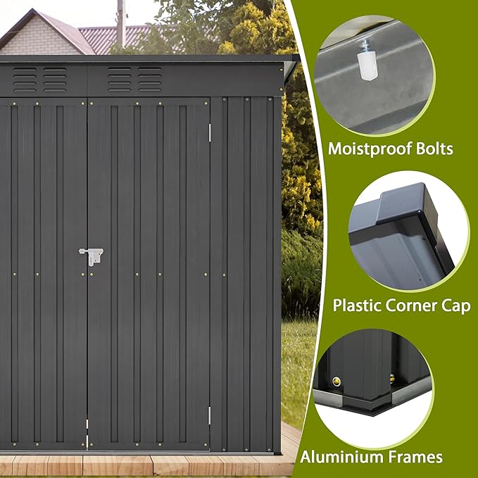 Outdoor Storage Shed, 6 X 4ft Metal Galvanized Steel Garden Shed - Image 5