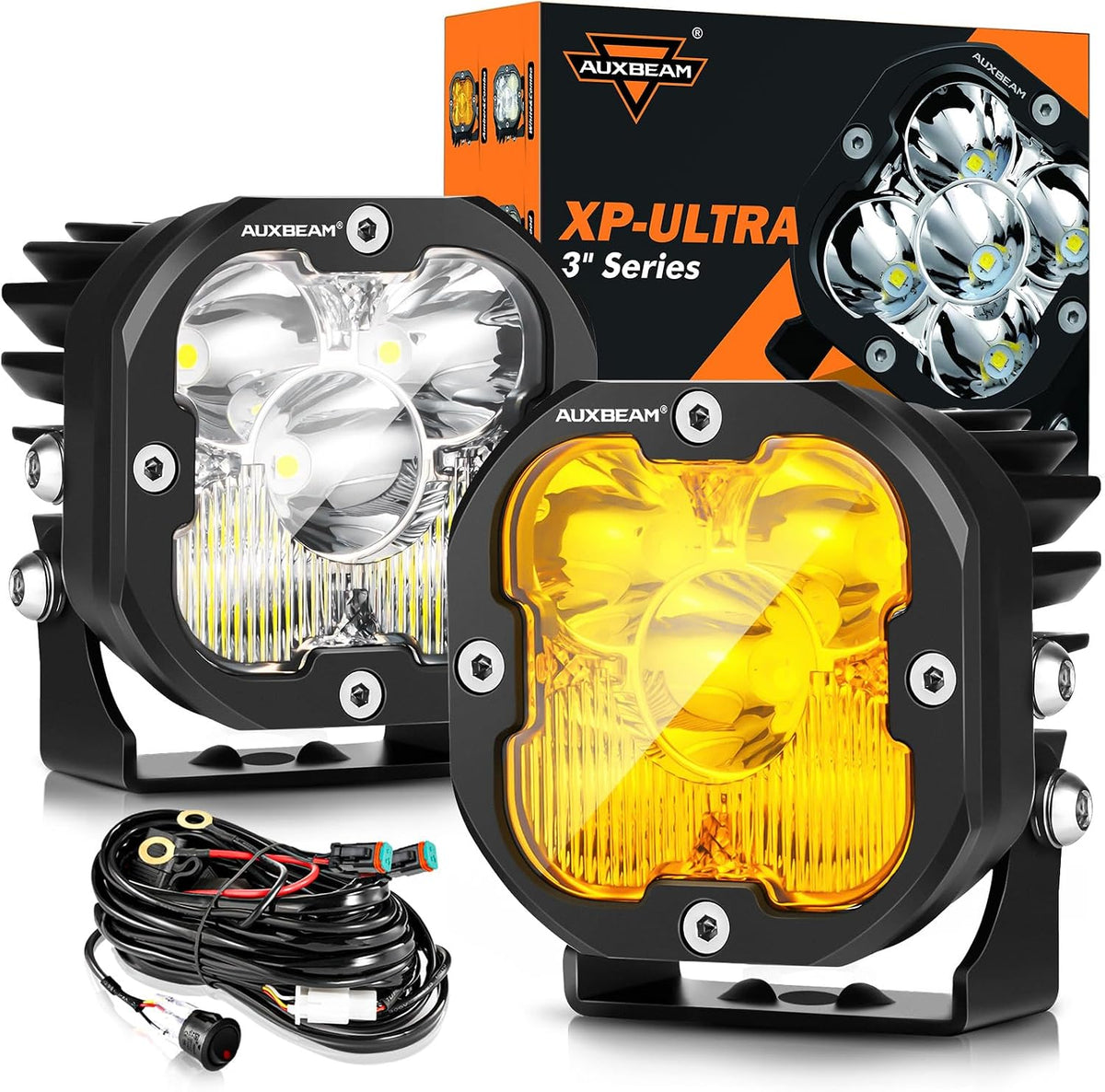 Auxbeam 3 Inch Led Pods Amber Fog White Off Road Driving Light XP-Ultra Series