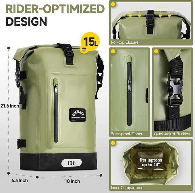Motorcycle Saddle Bag, 15L Waterproof Motorcycle Tail Bag, 2 Size and 3 Color - Image 2