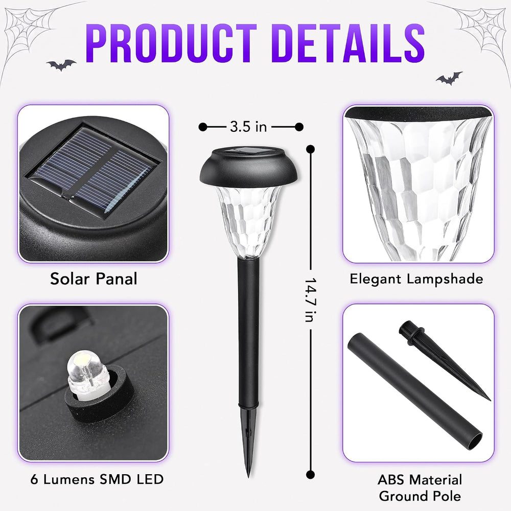 GIGALUMI Solar Halloween Lights Outdoor Waterproof Pathway Lights, 12 Pack