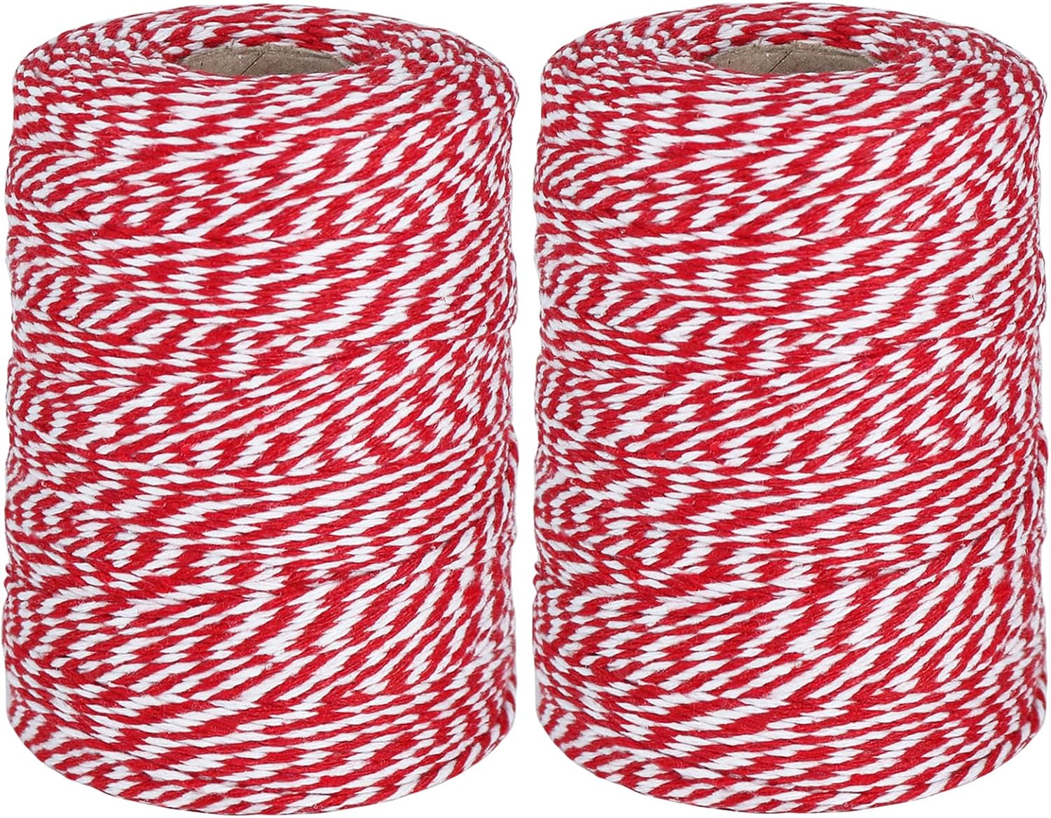 Vivifying Red and White Twine, 2Pcs נ656 Feet 2mm Cotton Bakers Twine String for Gift Wrapping, Baking, Butchers, DIY Crafts, Tying Cake and Pastry Boxes (Red & White)