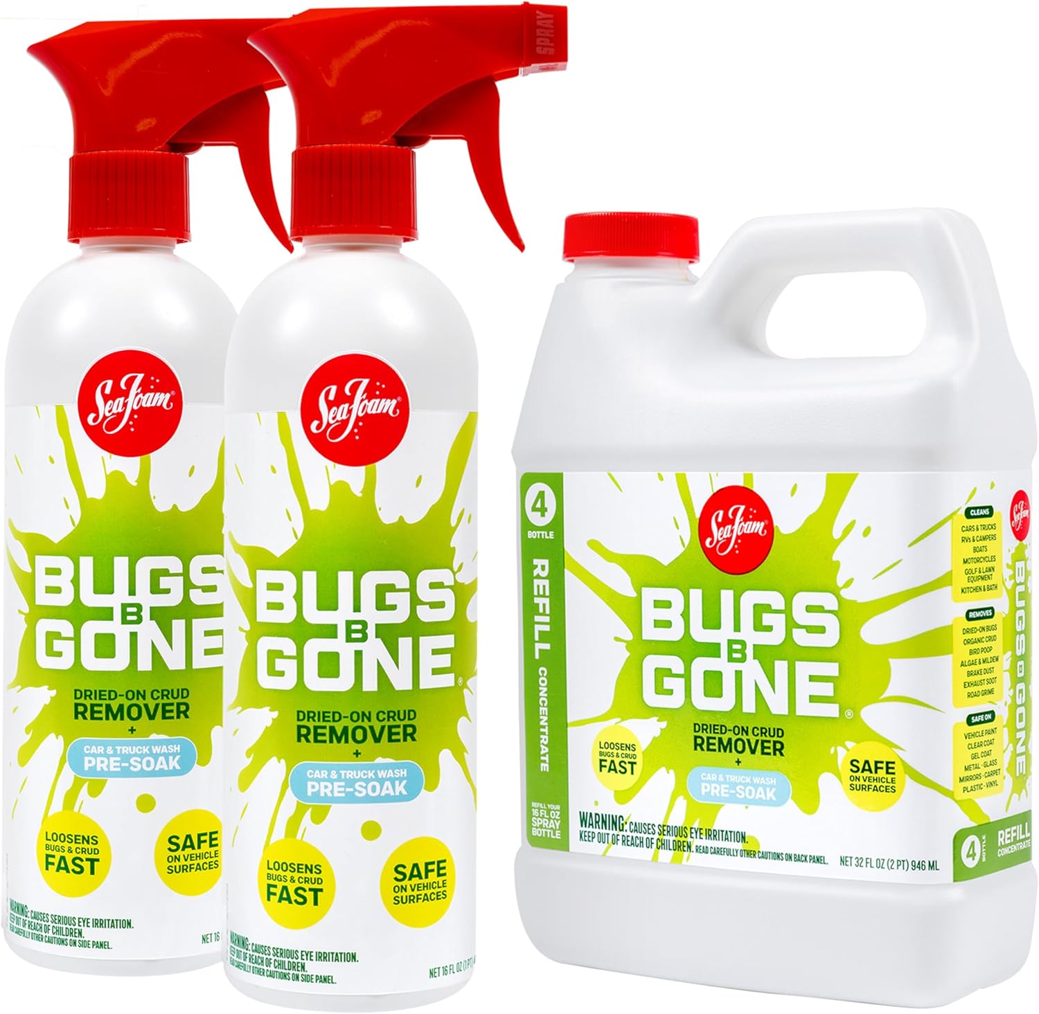 Sea Foam Bugs B Gone Combo Pack, Two 16 oz Spray + One 32 oz Refill Concentrate