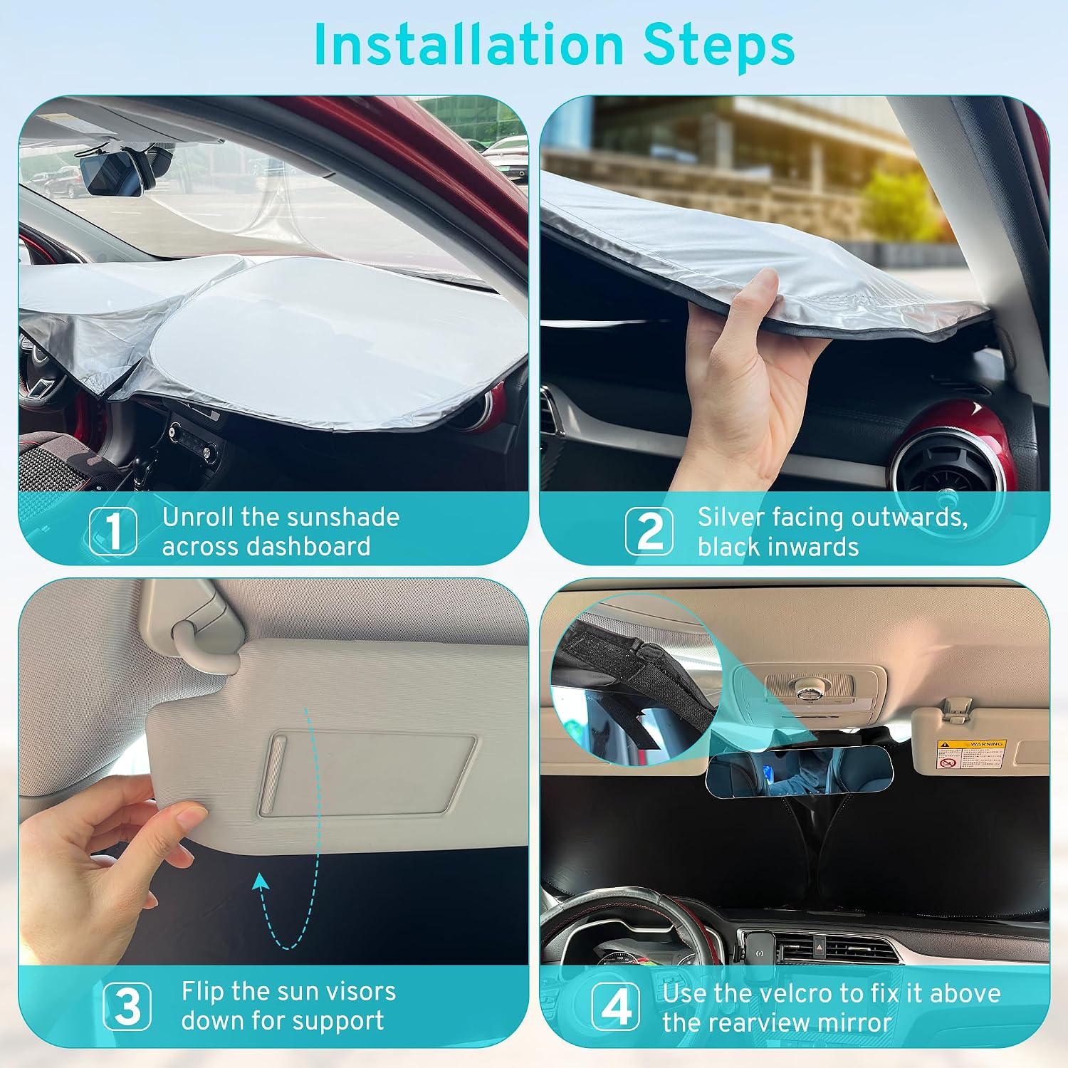 XHRING Windshield Sun Shade Sunshade Compatible with Mercedes Benz C Class C300 W205 C250 C400 2026 2025 2024 2015-2023 GLA GLA 250 GLA250 2021-2025 2026 Accessories, Car Front Window Sun Shield Cover