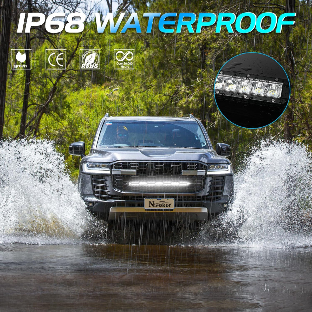 20 inch led light bar, niwaker 100w single, package contents