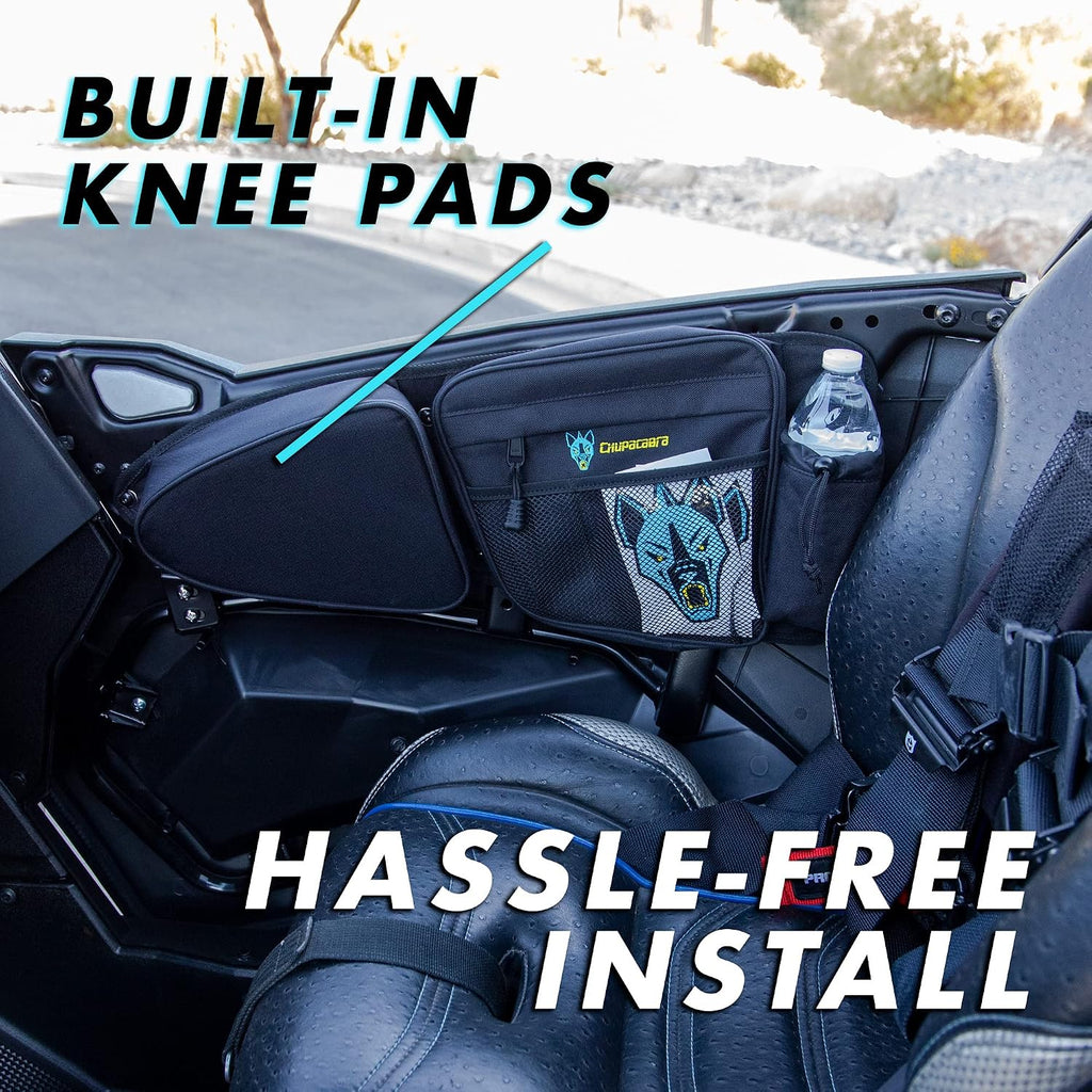 RZR Side Door Bags, Chupacabra Offroad Front Door Side Storage Bag Set w/Knee Pad for 2014 2015 2016 2017 2018 2019 2020 Polaris RZR XP Turbo Turbo S 1000 S900 (Install Video Included)