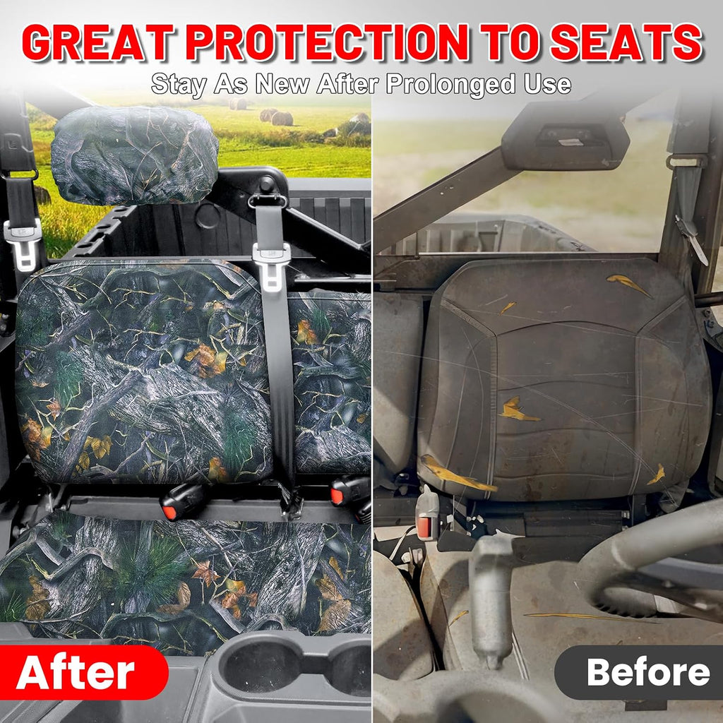 StarknightMT Full Back Seat Covers with Headrest Covers Compatible with Polaris Ranger 1000 / XP 1000 (2018-2027) – Heavy-Duty UTV Bench Seat Protectors, Camouflage
