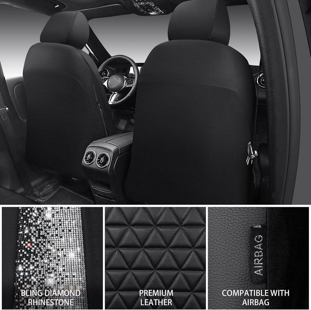 car pass bling diamond leather car seat covers shown in use