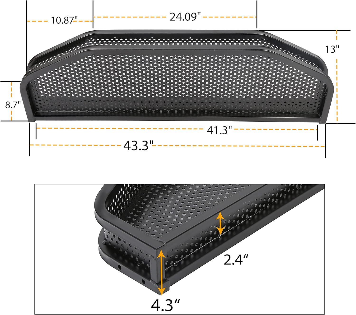 ECOTRIC Front Clay Cargo Utility Basket Compatible with EZGO TXT Golf Cart w/Mounting Brackets - NOT Fit RXV or ST Models (43.3 "X 13" X 4.3")